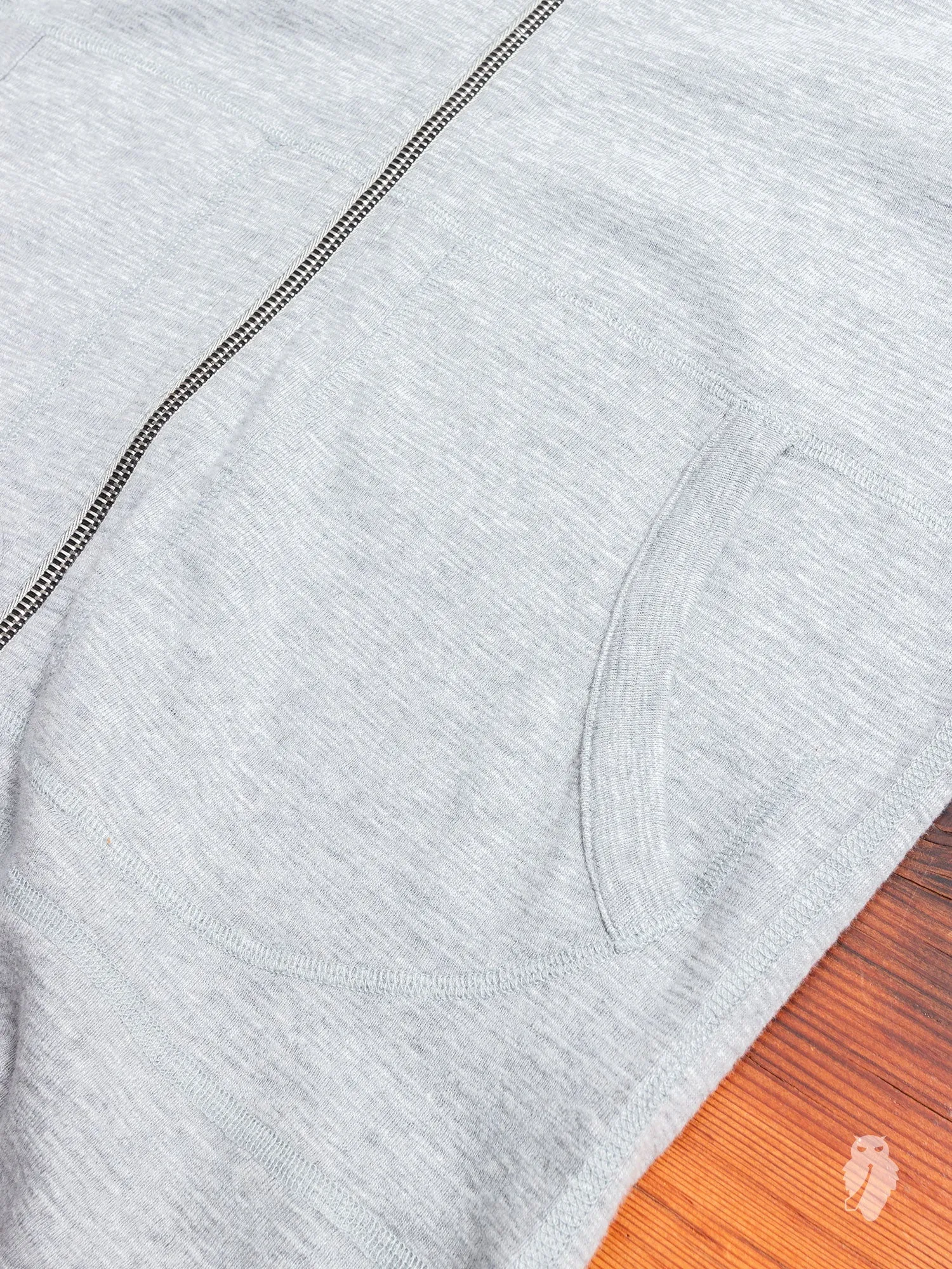 1x1 Slub Zip Hoodie in Heather Grey