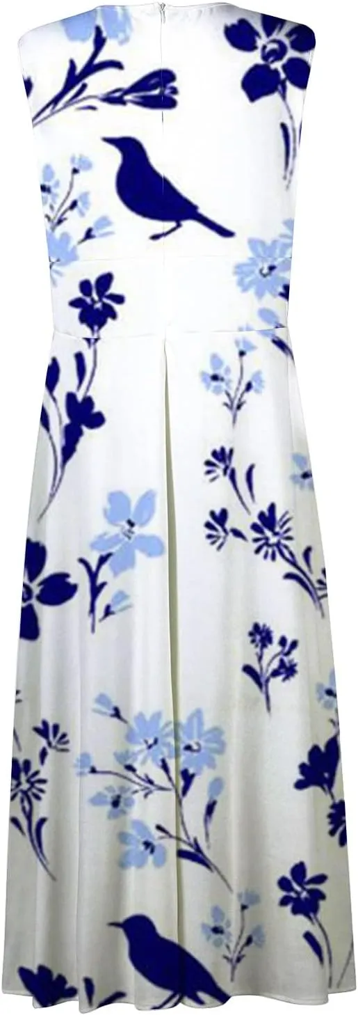 Azeralia Sundresses for Women 2024, Summer Elegant Wrap V Neck Sleeveless Maxi Dress Trendy Floral Print Flowy Beach Dresses