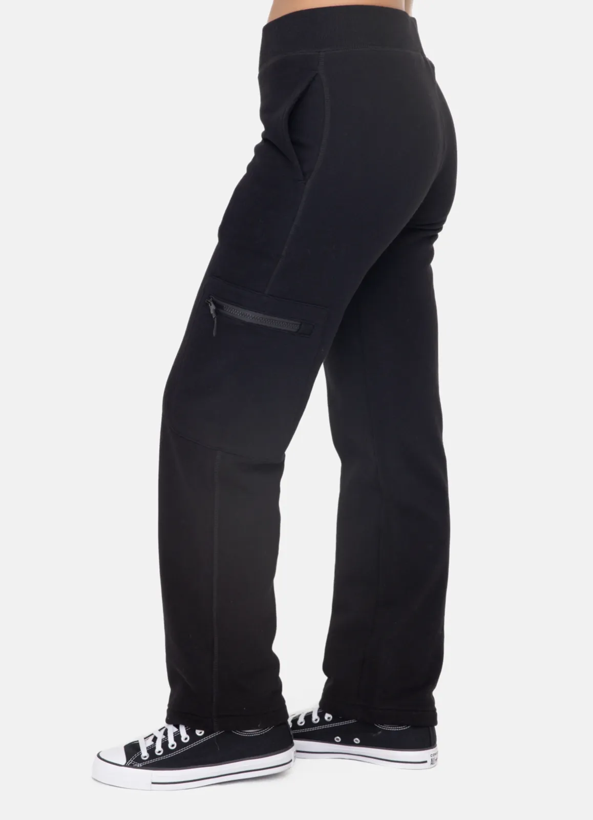 Brushed Fleece Cargo Lounge Pant in Black