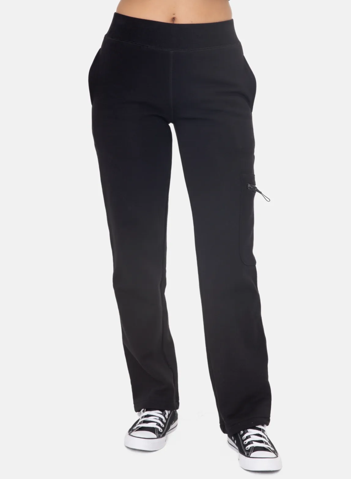 Brushed Fleece Cargo Lounge Pant in Black