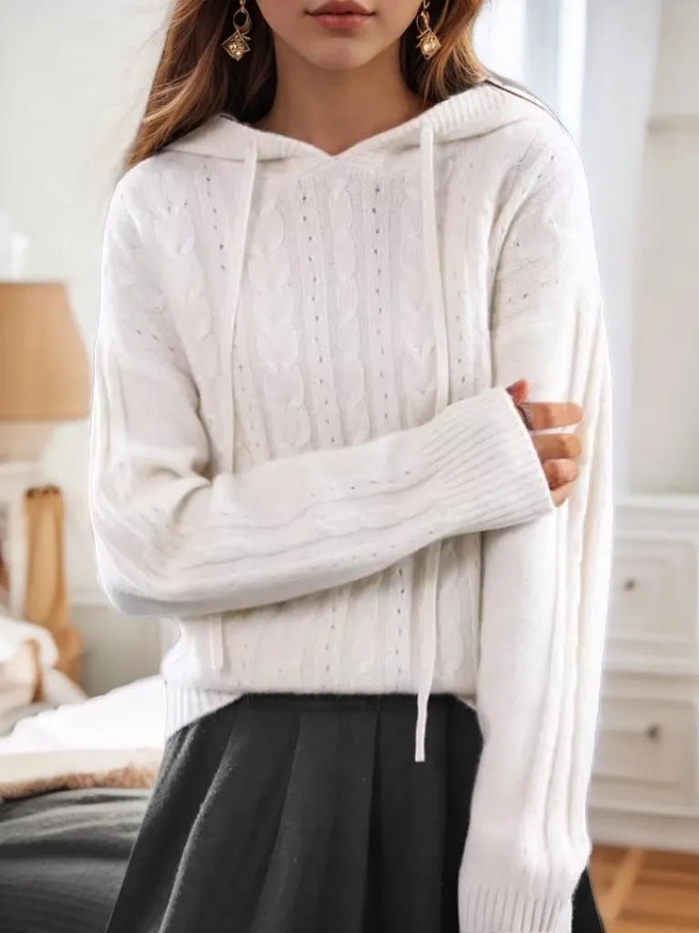 Casual Jacquard Knit Hooded Sweater