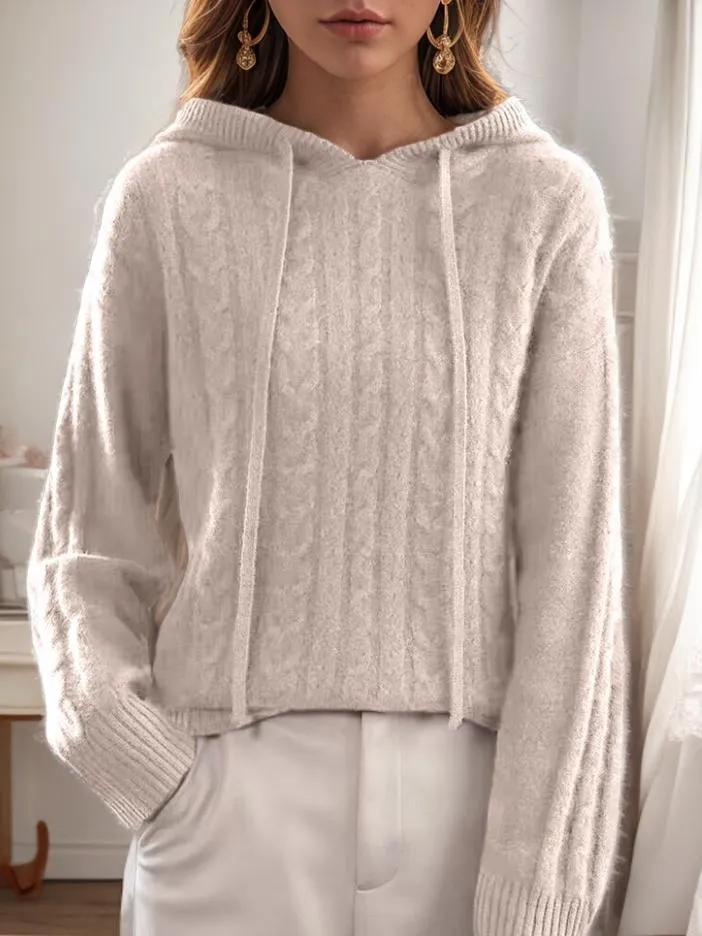 Casual Jacquard Knit Hooded Sweater