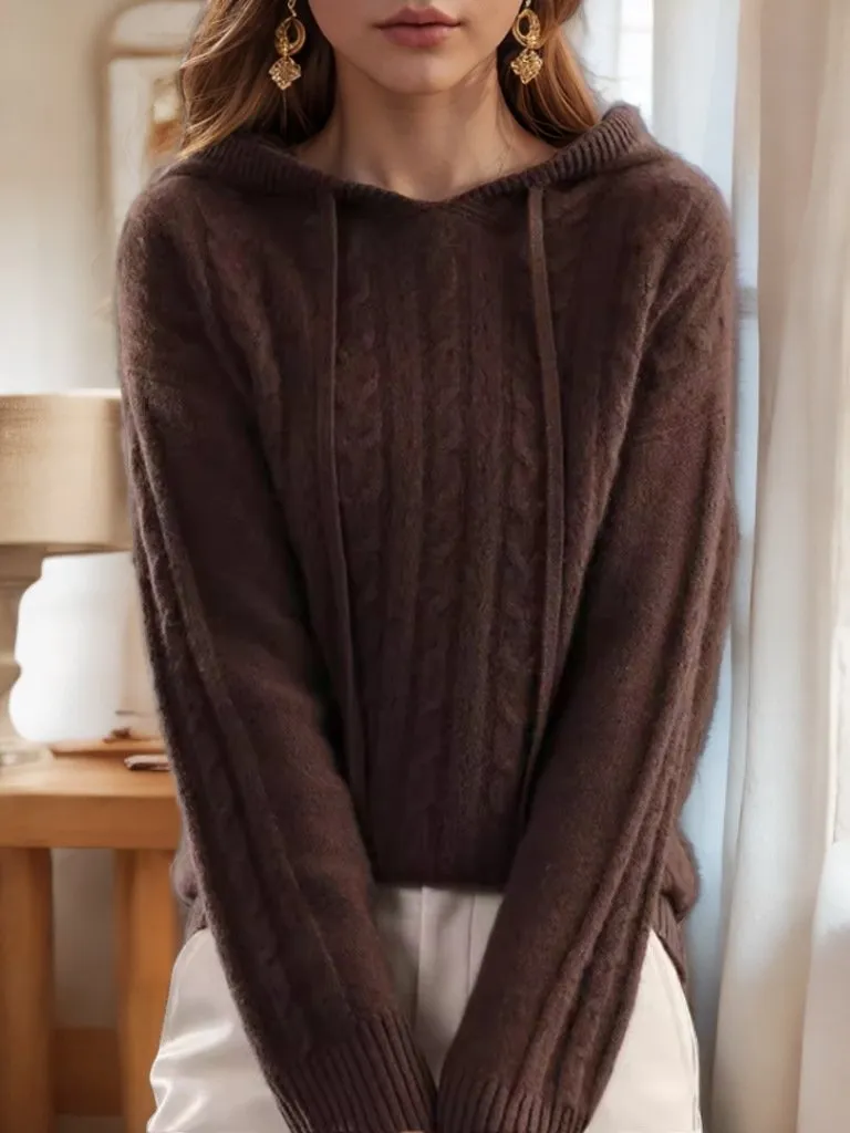 Casual Jacquard Knit Hooded Sweater