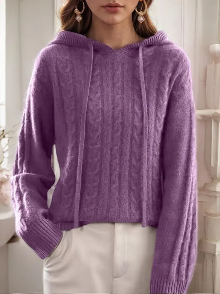 Casual Jacquard Knit Hooded Sweater