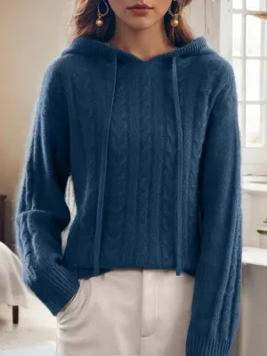 Casual Jacquard Knit Hooded Sweater