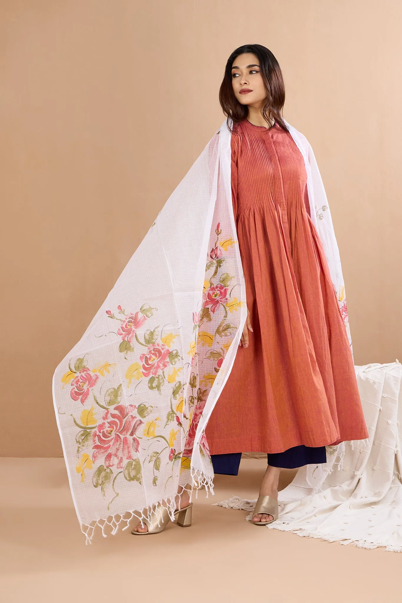 Coral Peach Breeze Infinity Pintuck Dress