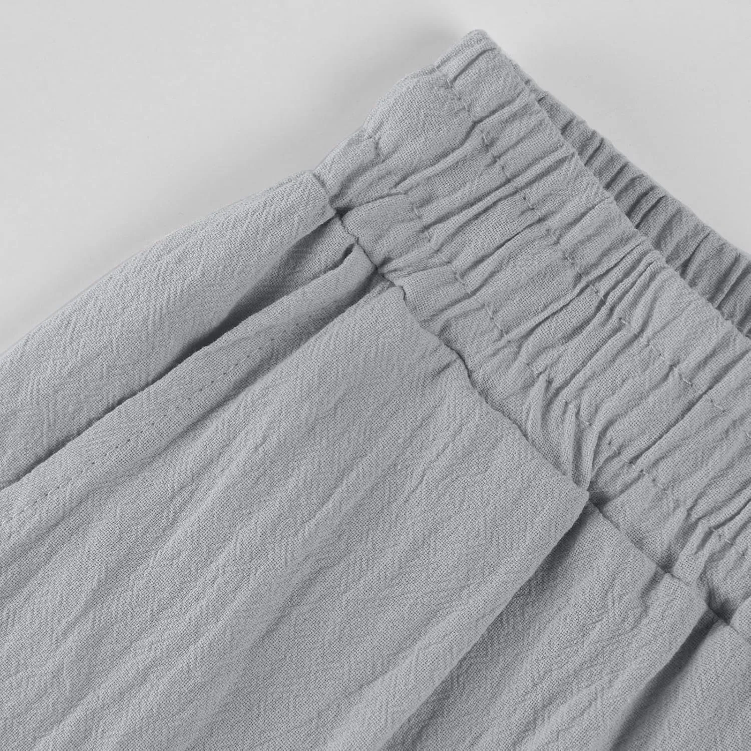 Cotton Linen Pants Women Summer Casual High Waisted Straight Leg Beach Pants Loose Fit Comfy Vacation Trousers w/Pockets