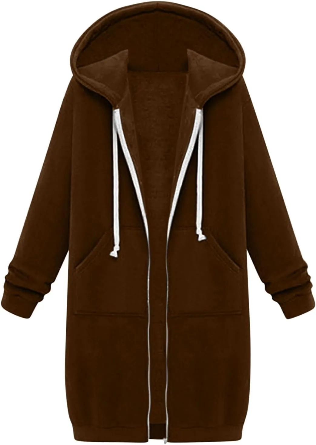 ctdiral Womens Casual Full Zip Up Hoodie Long Sleeve Hooded Long Sweatshirt Outerwear Casual Pockets Tunic Jacket Plus Size