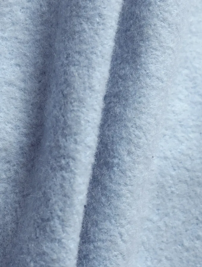Double Breasted, Back Ruffled Long Coat -  Pale Blue