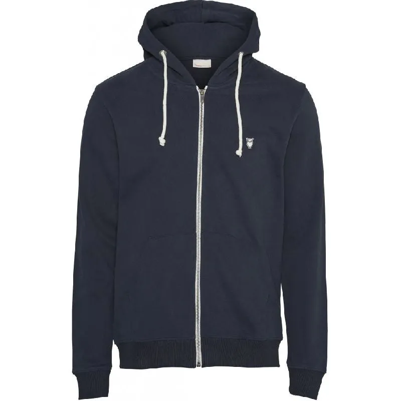 Elm Zip Hoody Sweatshirt Navy Knowledge Cotton Apparel