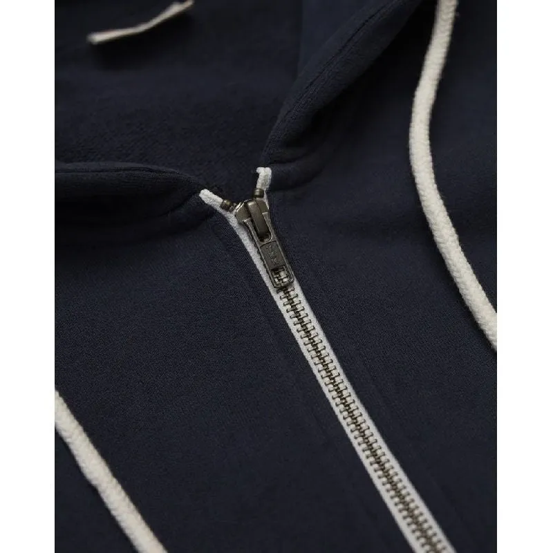 Elm Zip Hoody Sweatshirt Navy Knowledge Cotton Apparel