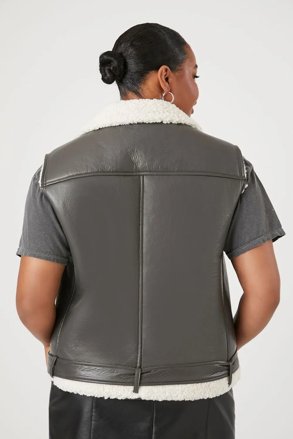 Forever 21 Plus Size Faux Leather Vest, Gray