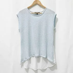 Green Envelope Light Blue Sleeveless High Low Chiffon Hem Knit Top M
