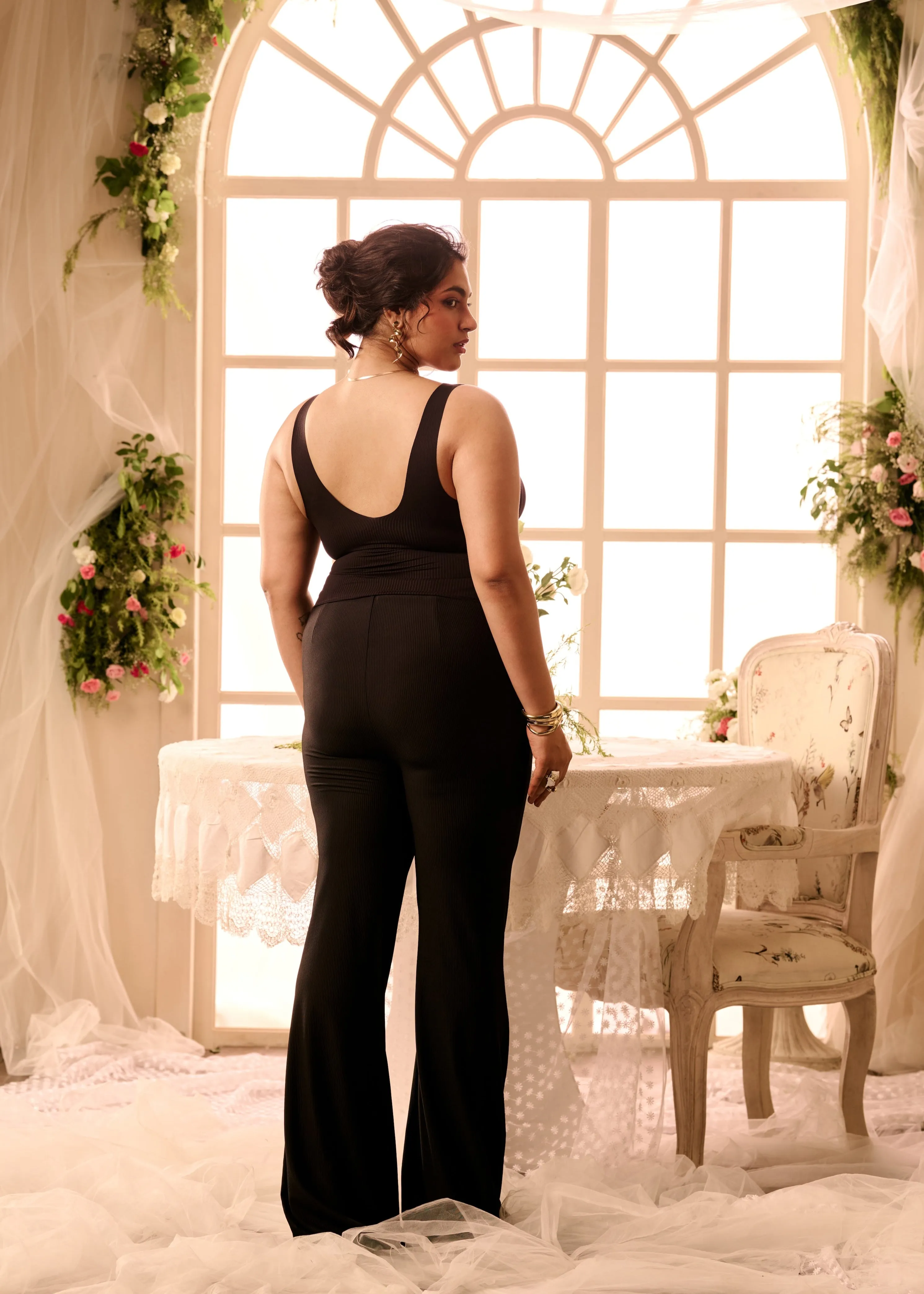 Haven Black High-Waisted Flared Pants