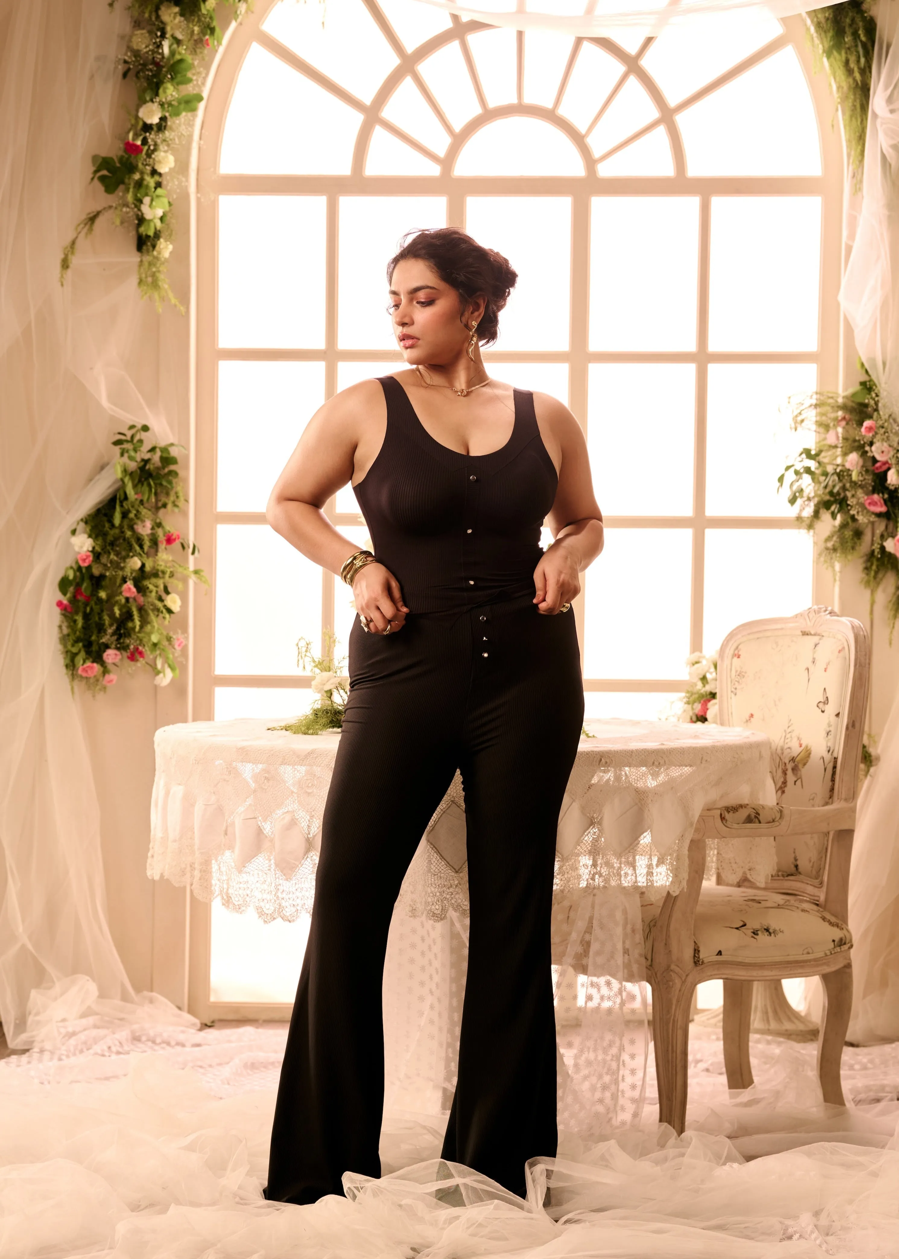 Haven Black High-Waisted Flared Pants