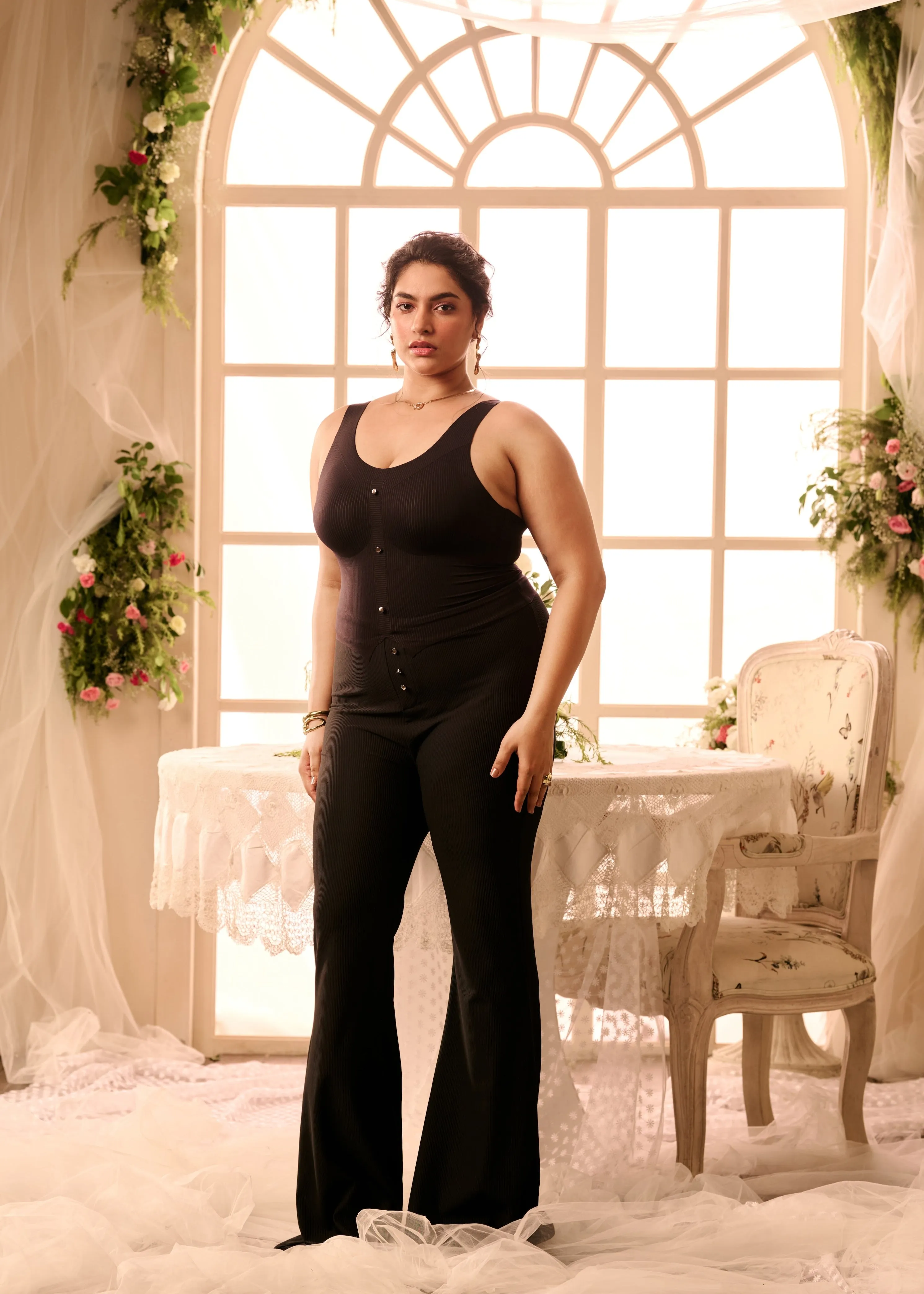 Haven Black High-Waisted Flared Pants
