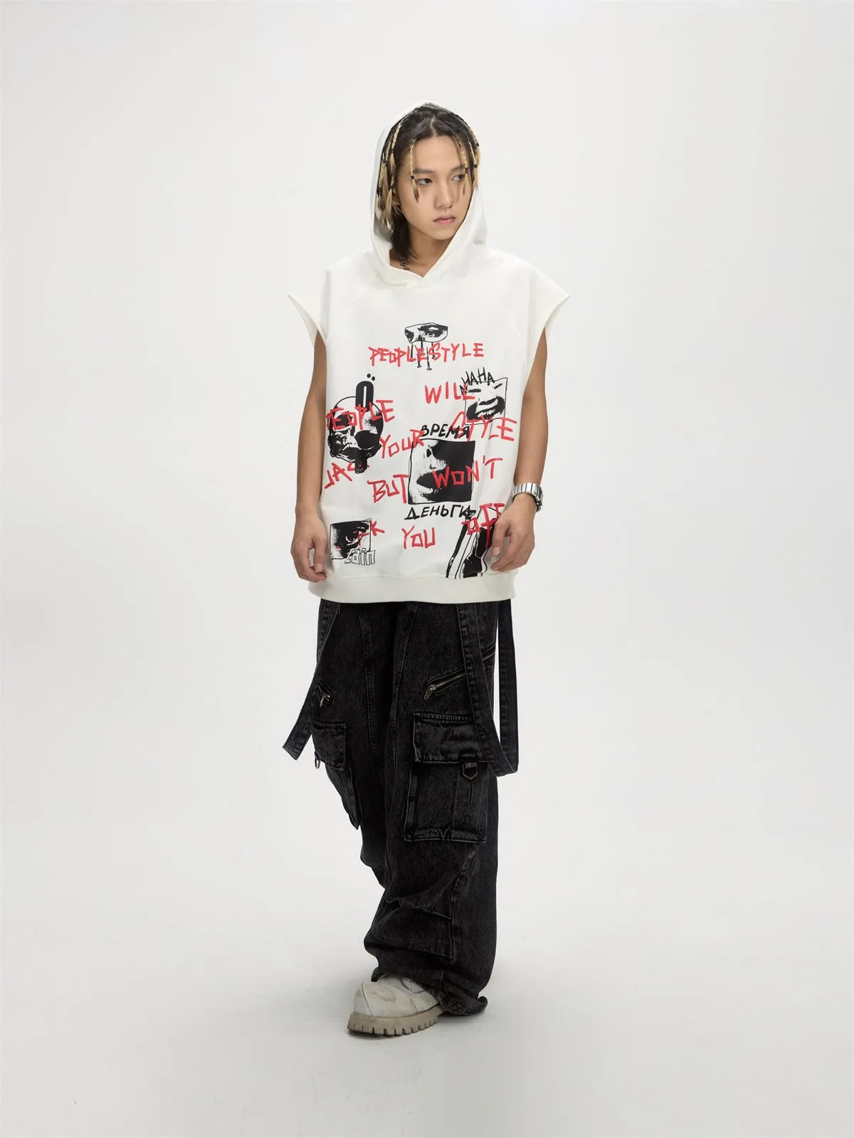 Multi-pocket Washed Denim Overalls