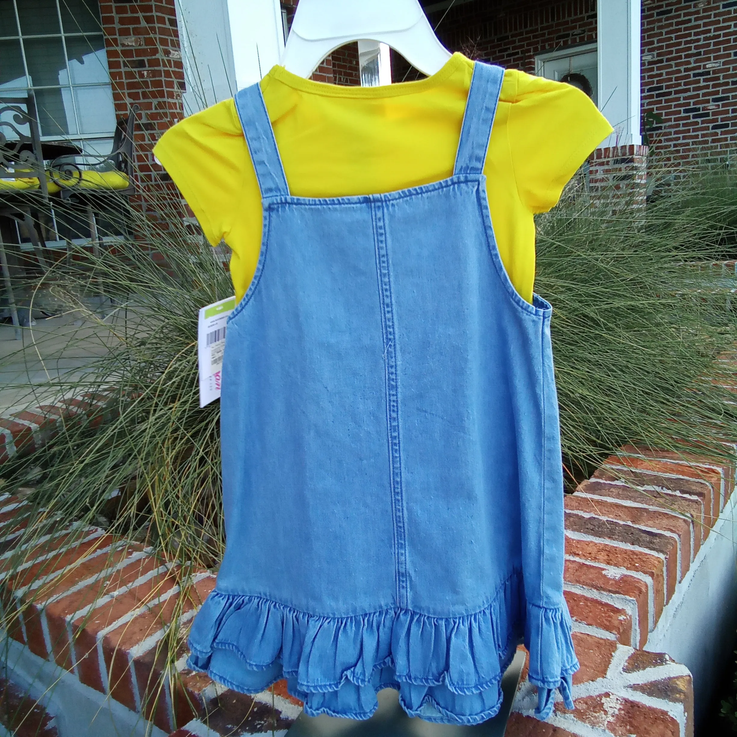 Rainbow Denim Jumper Dress | Bonnie Jean