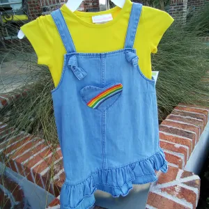 Rainbow Denim Jumper Dress | Bonnie Jean