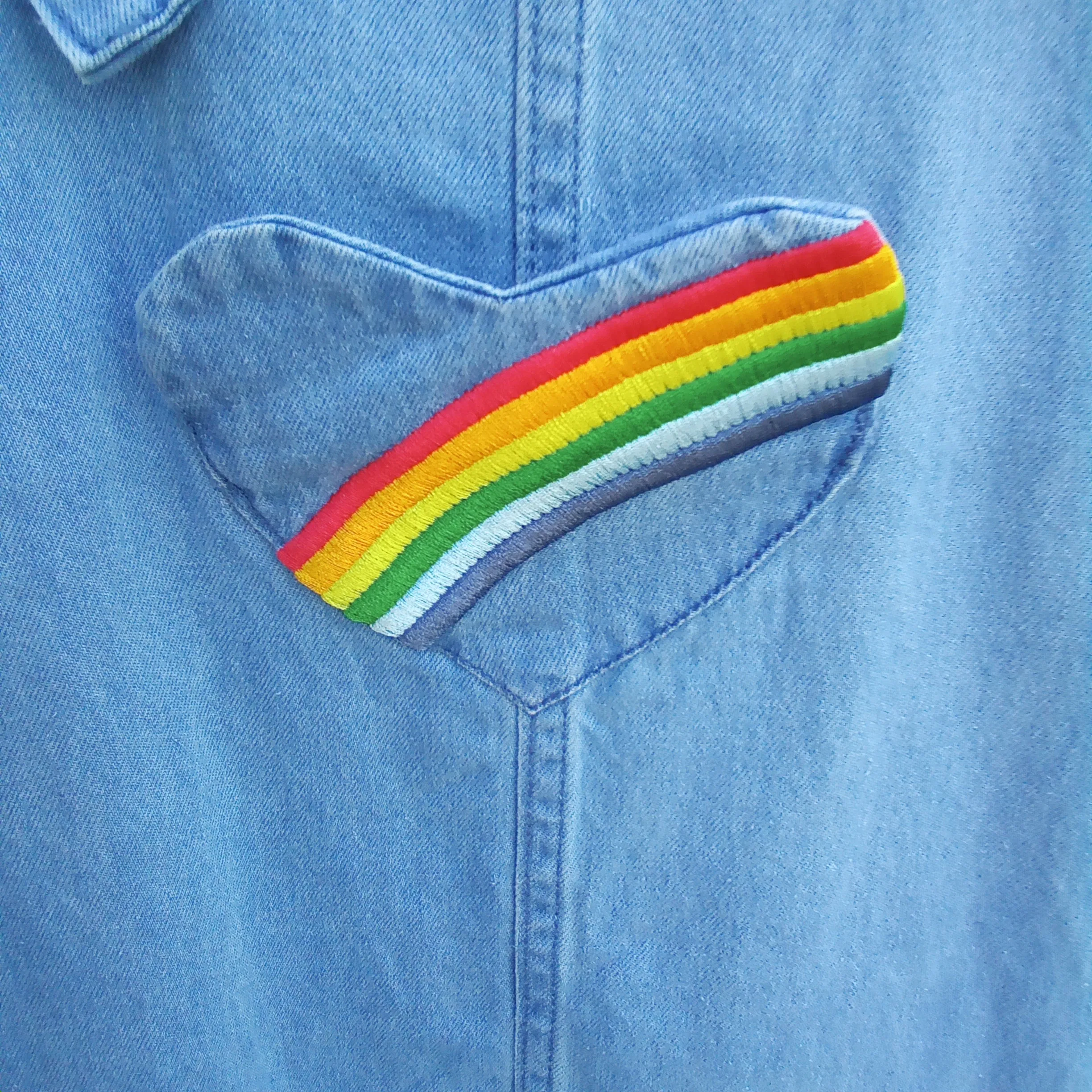 Rainbow Denim Jumper Dress | Bonnie Jean