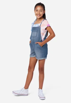Tie-Strap Denim Shortalls