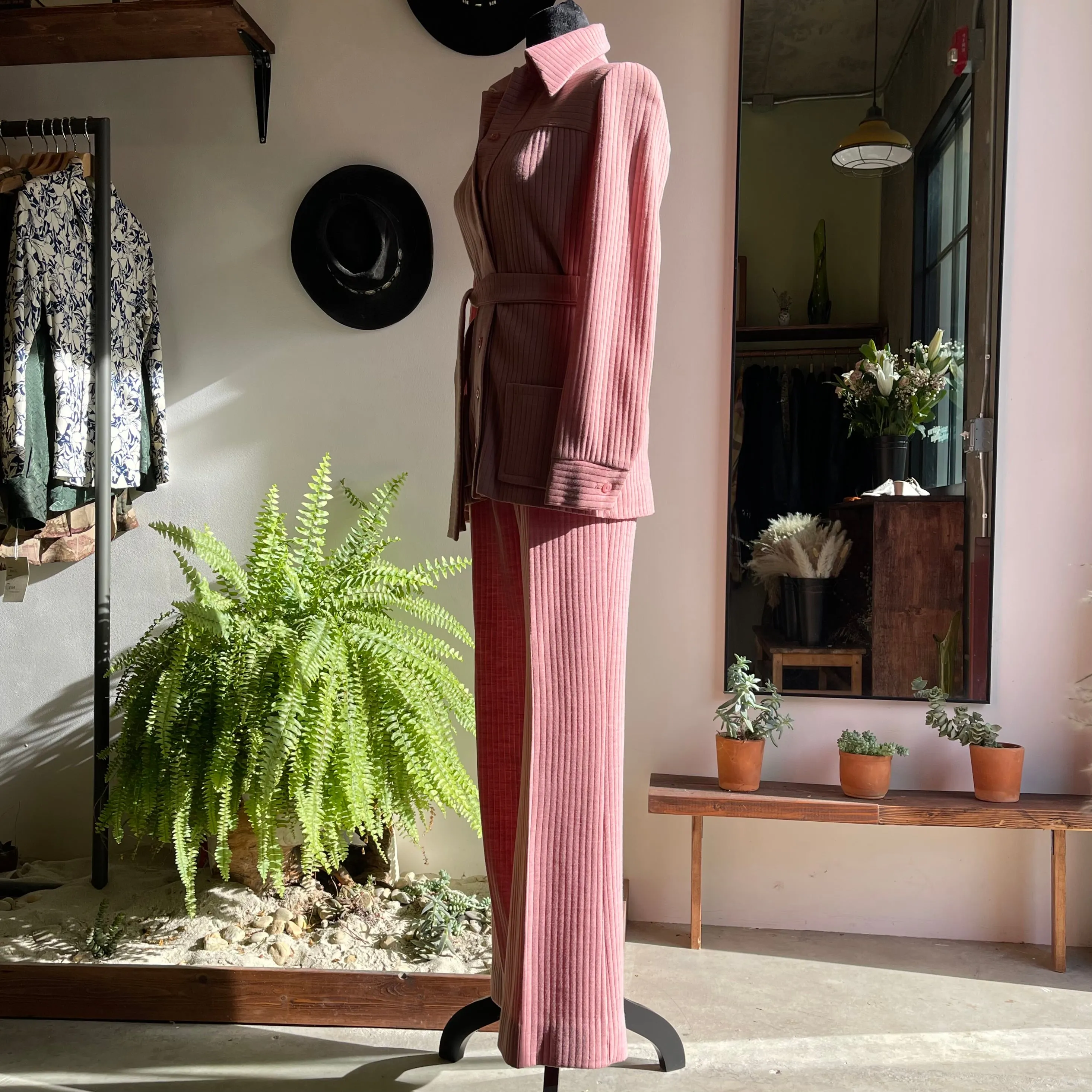 Vintage 70s Butte Knit Pant Set with Belt
