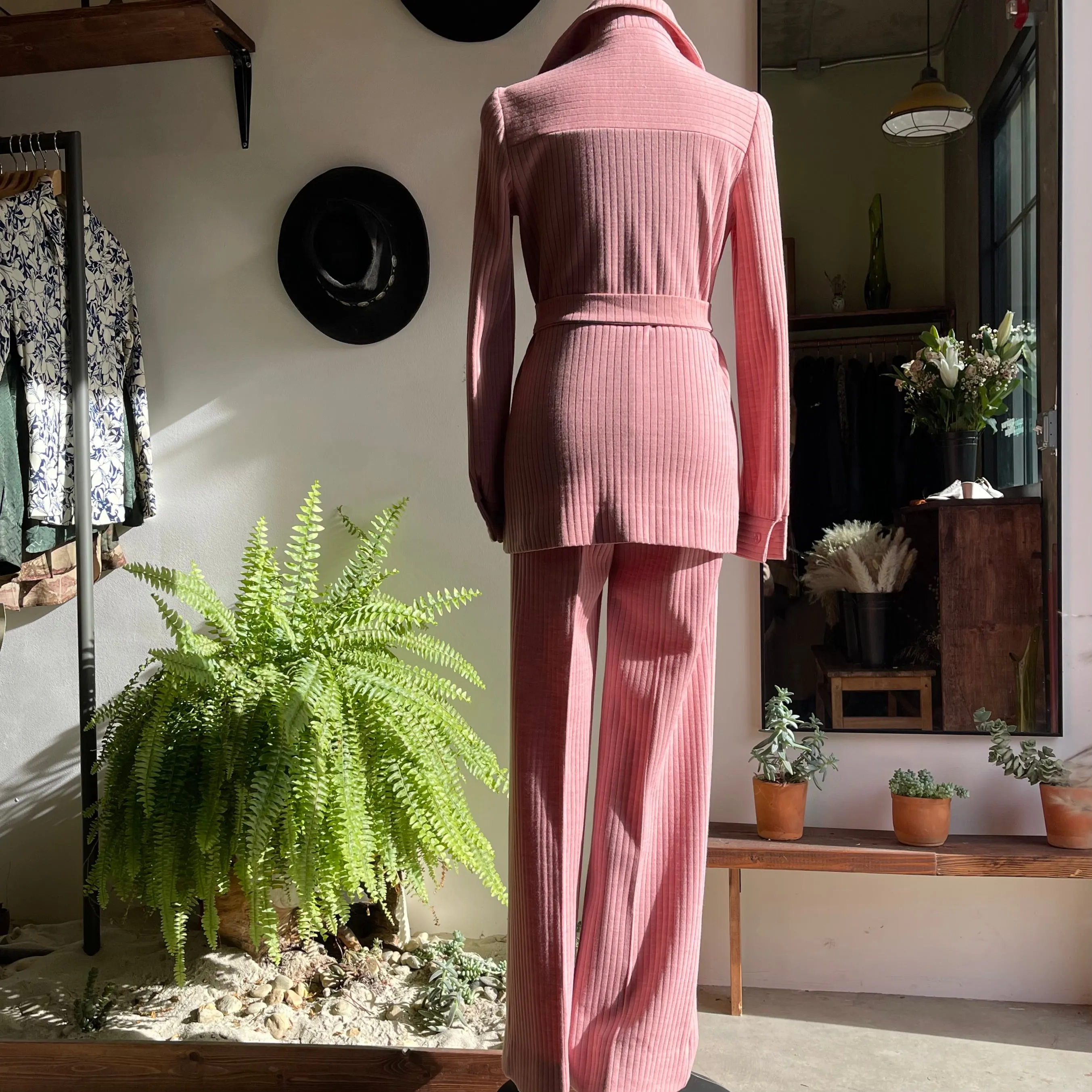 Vintage 70s Butte Knit Pant Set with Belt