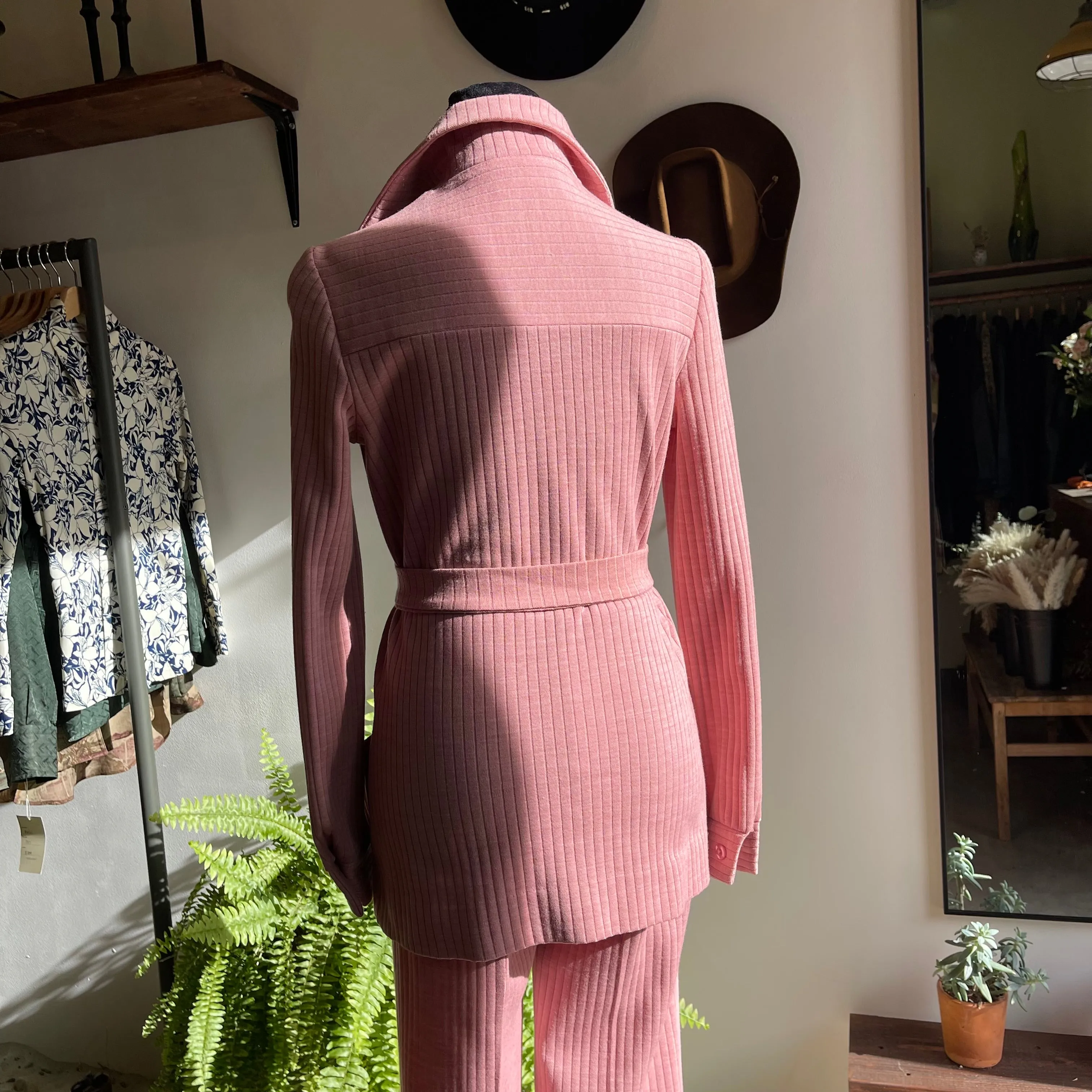 Vintage 70s Butte Knit Pant Set with Belt