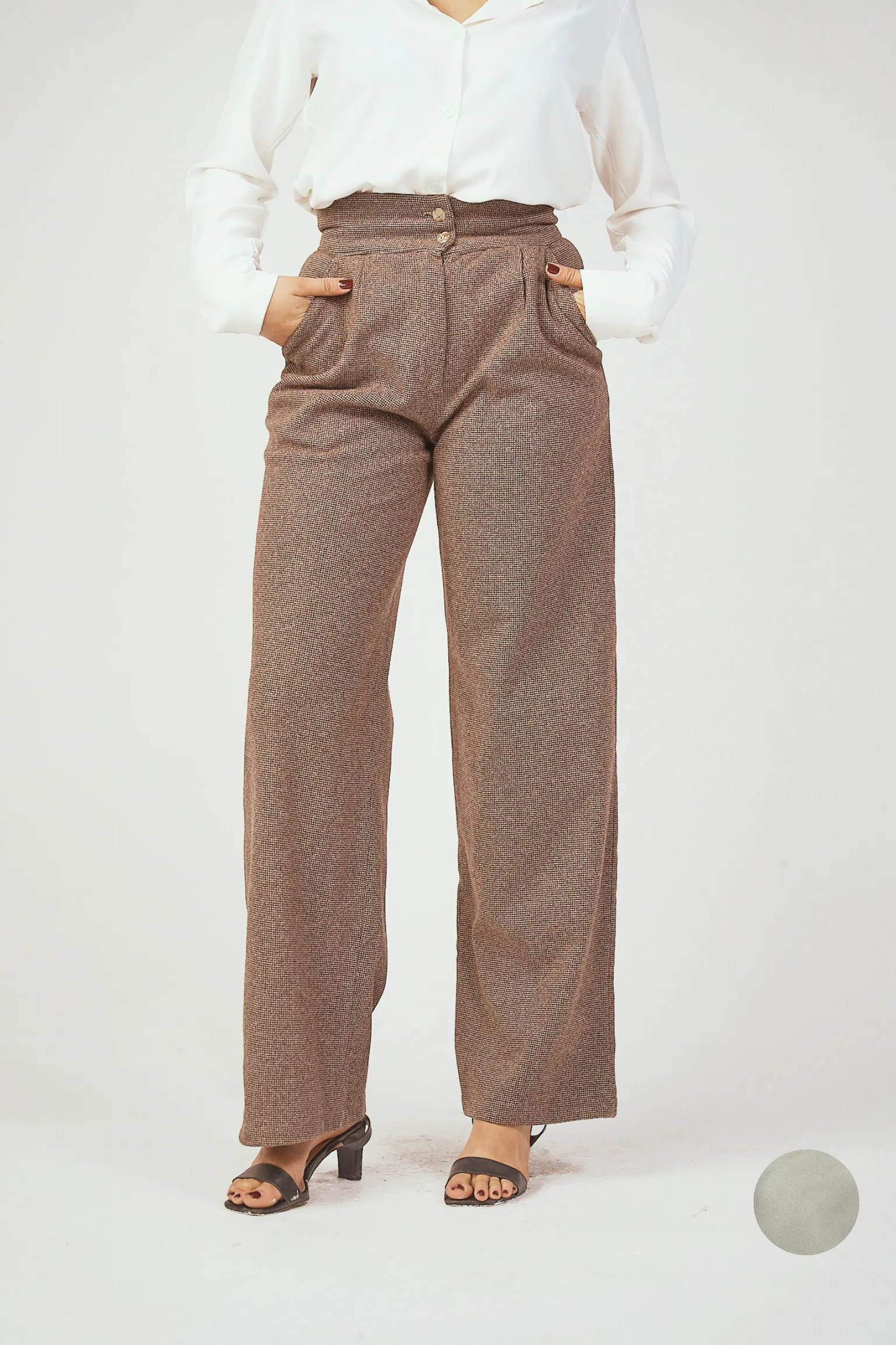 White High-Waist Wool Classic Trousers
