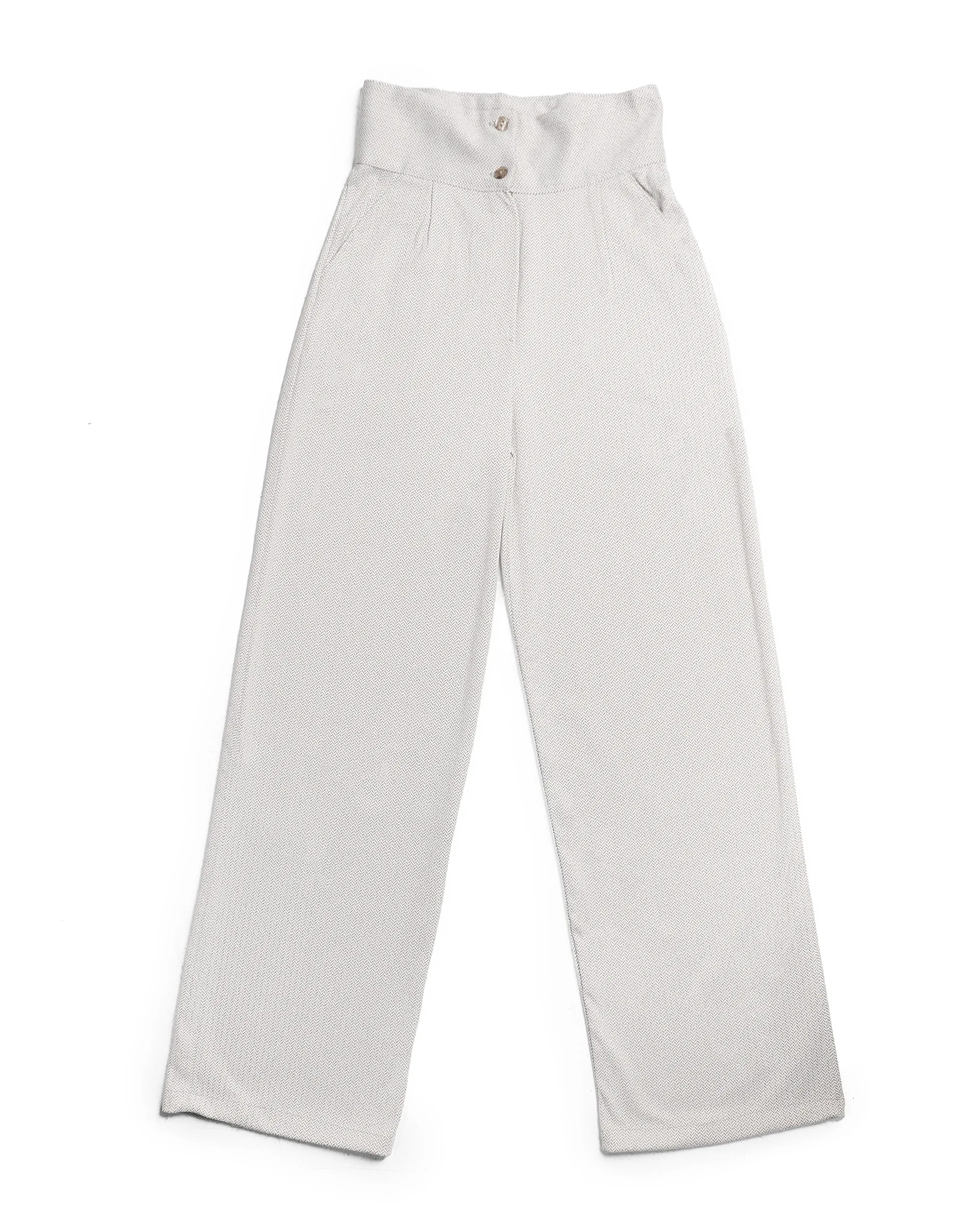 White High-Waist Wool Classic Trousers