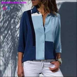Women Blouses  Fashion Long Sleeve Turn Down Collar