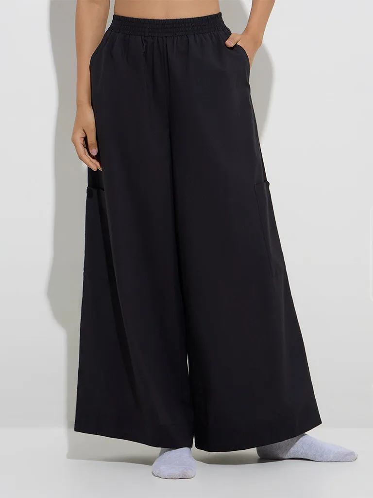 Wunderlove Black Flared Cotton Lounge Pants