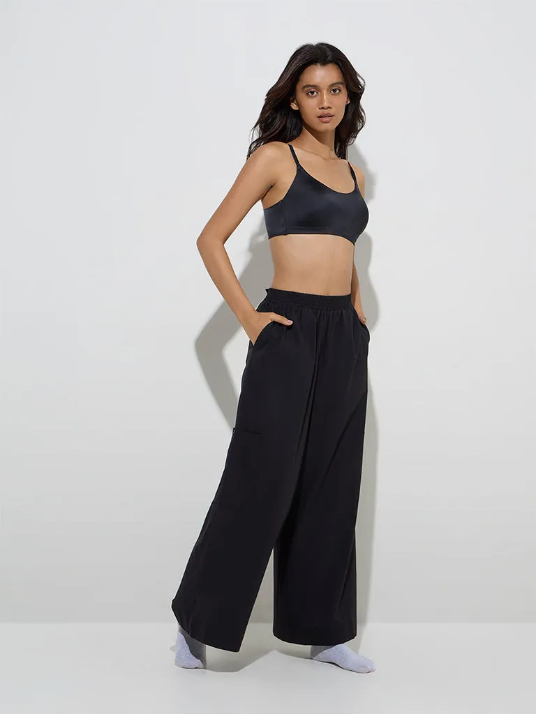 Wunderlove Black Flared Cotton Lounge Pants